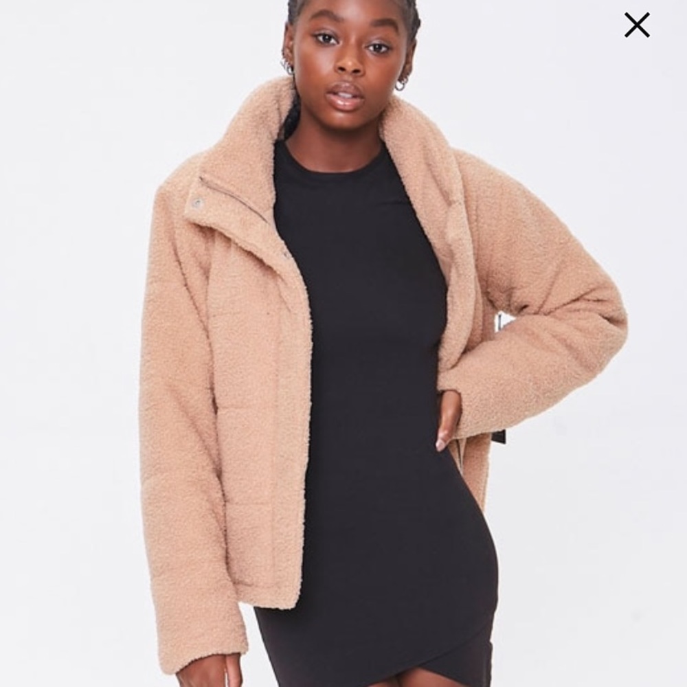 Brand new shearling coat with zip up front
